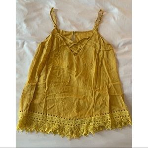 🍄 NWT Le Shop - Bright Yellow Tank with Embellishments